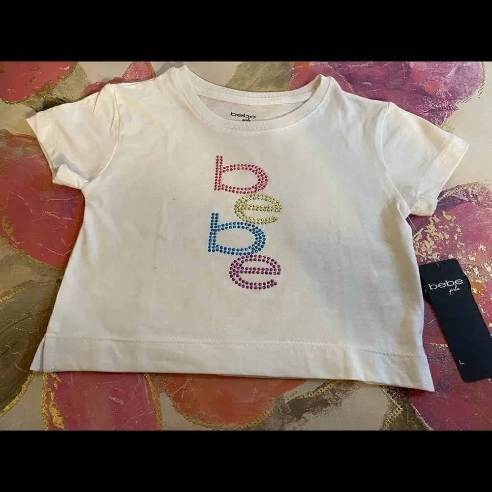 🎀BeBe Girls Bejeweled sparkle T -Shirt short sleeve 4T